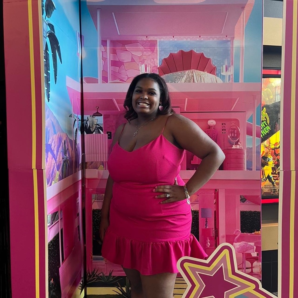 Hot pink mini dress